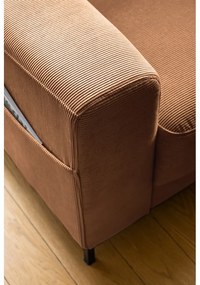 Fotoliu portocaliu/maro cu tapițerie din catifea reiată Lofty Lilly – Miuform