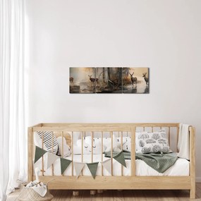 Tablou - Vintage pictura wildlife (cu ceas) (90x30 cm)