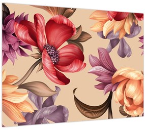 Tablou pe sticlă - Flori de epocă (70x50 cm)