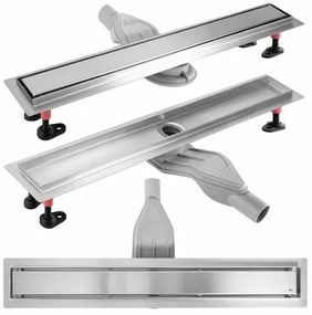 Set rigola pentru dus plus capac inox periat Rea Neox Superflow 70 cm