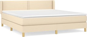 vidaXL Pat continental cu saltea, crem, 180x200 cm, textil