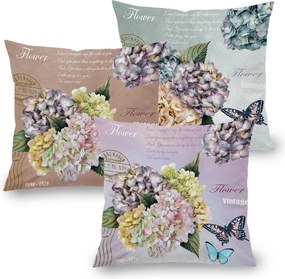 decoDoma Set de 3 feţe pernuţe HORTENSII, 45 x 45 cm