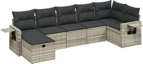 vidaXL Set canapele de grădină cu perne, 7piese gri deschis poliratan