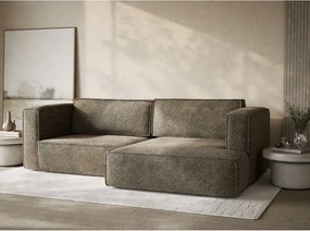 Colțar maro extensibil/cu spațiu de depozitare cu tapițerie din chenille (cu colț pe partea dreaptă/cu șezlong) Velto – Maison de Rêve