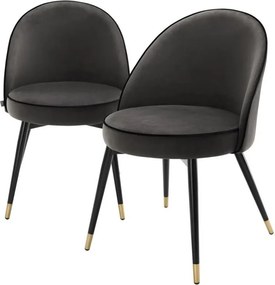 Set de 2 scaune elegante design LUX Cooper, catifea gri inchis 113125 HZ