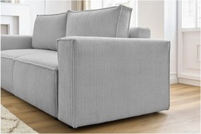 Canapea gri deschis extensibilă cu tapițerie din catifea reiată 245 cm Nihad – Bobochic Paris