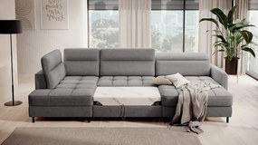 Canapea modulara, extensibila, cu spatiu pentru depozitare, 306x100x165 cm, Berrto R02, Eltap (Culoare: Gri / Aubron 04)