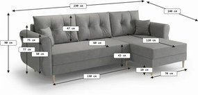 OFERTA Set canapea extensibila reversibila in forma de L SILVIANO 230x140 cm, verde inchis Calitatea II