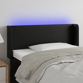 3123040 vidaXL Tăblie de pat cu LED, negru, 103x16x78/88 cm, piele ecologică