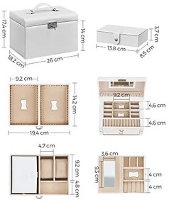 Cutie bijuterii, Songmics, Alb, 26x18x17 cm