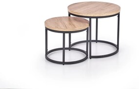 Set 2 mese de cafea Oreo stejar san remo/negru - d 43-53 x h 35-45 cm