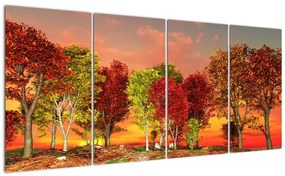 Tablou modern - copaci colora?i (160x80cm)