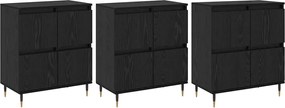 vidaXL Dulap de depozitare 3 pcs Stejar Negru 60 x 35 x 70 cm