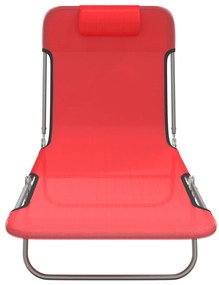 Sezlonguri pliante, 2 buc., rosu, textilena si otel