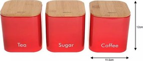 Set de cutii pentru pâine cu recipiente Kinghoff KH 1085, 4 buc., email, bambus/oțel, roșu