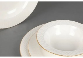Set de veselă 24 piese, din porțelan, alb/auriu