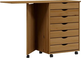 vidaXL Dulap rulant cu birou MOSS maro miere lemn masiv de pin