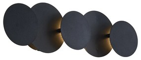 Lampă de perete modernă neagră incl. LED cu 3 trepte de intensitate luminoasă 5 lumini - Sunrise