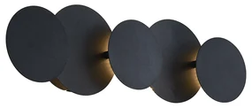 Lampă de perete modernă neagră incl. LED cu 3 trepte de intensitate luminoasă 5 lumini - Sunrise