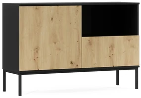 Comoda LANZZI 120x40 cm, neagra/dub