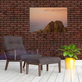 Tablou cuu apus de soare în stânci (90x60 cm)