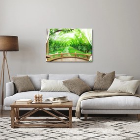 Tablou pe sticlă - Privire la grădina tropicală (70x50 cm)