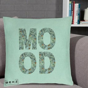 Perna Decorativa MOOD Money Grafic Urban, 40x40 cm, Verde Menta, Husa Detasabila, Perna Inclusa, BEKZ®