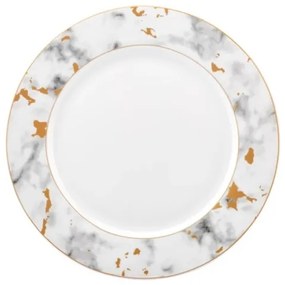 Set de masă 24 piese din porțelan, alb/gri