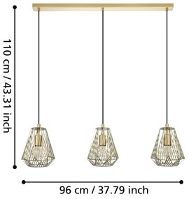 Lustră pe cablu STYPE 1xE27/40W/230V aurie Eglo 43695