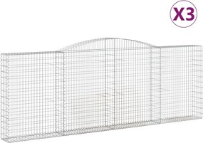 vidaXL Coșuri gabion arcuite 3 buc. 400x30x140/160 cm fier galvanizat