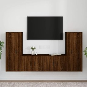 3188773 vidaXL Set dulapuri TV, 4 piese, stejar maro, lemn prelucrat