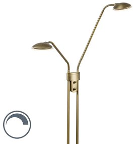 Lampă de podea modernă bronz cu lampă de citit cu LED - Eva