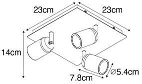 Spotlight inteligent pentru baie negru pătrat IP44 cu 3 GU10 Wifi - Ducha