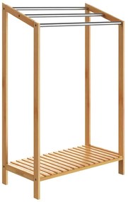 Casaria Suport pentru prosoape din bambus RUBBY cu bare metalice și raft, 51x31x85 cm, maro/argintiu
