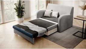 Canapea albastră/gri deschis extensibilă cu tapițerie din catifea 130 cm Ario – ELTAP