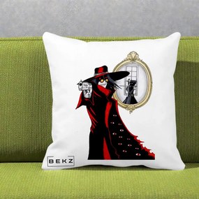 Perna Personalizata Hellsing Alucard cu Pistoale, 40x40 cm, Alba Mata, Husa Detasabila, Perna Inclusa, BEKZ®