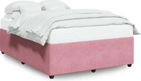 vidaXL Cadru de pat, roz, 140x190 cm, catifea
