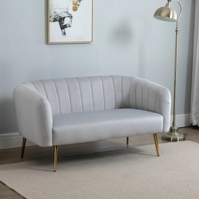 HOMCOM Canapea 2 Locuri Design Modern Captusita cu Cotiere si Spatar, Gri