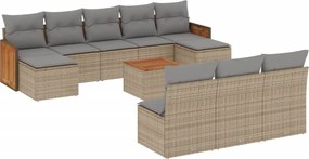 vidaXL Set canapele de grădină cu perne, 11 piese, bej, poliratan