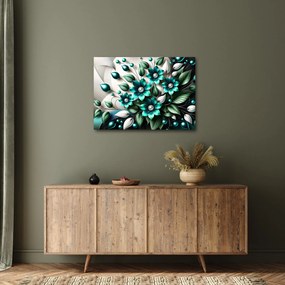 Tablou - Flori turcoaz 3D (70x50 cm)