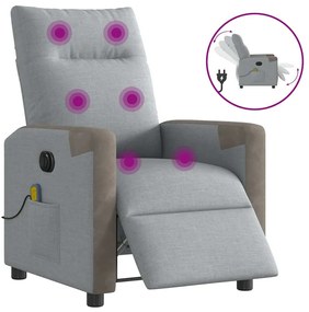 vidaXL Fotoliu electric de masaj rabatabil, gri deschis, microfibră