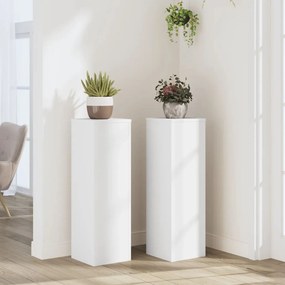 vidaXL Suporturi de plante, 2 buc., alb, 25x25x80 cm, lemn prelucrat