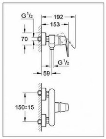 Baterie dus Grohe Eurosmart Cosmopolitan monocomanda crom lucios