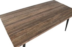 Masă de dining din lemn reciclat cu picioare din metal negru, 180×90×76 cm, „Loft"