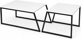 Set 2 masute cafea 855DTE2915, alb/negru, PAL melaminat/metal