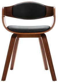 Scaune de bucatarie, 6 buc., lemn curbat si piele ecologica 6, maro inchis si negru