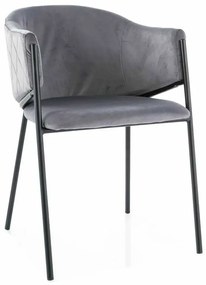 Scaun de bucătărie Serilda Velvet, gri / negru