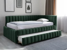 Promotie Pat tapitat COMFINO VELVET cu saltea 120x200 cm verde inchis Clasa II