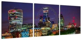 Tablou - Londra seara (cu ceas) (90x30 cm)