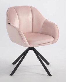 HR2055 BAZĂ STEA Scaun Roz Pudra din Catifea cu Bază Neagră
